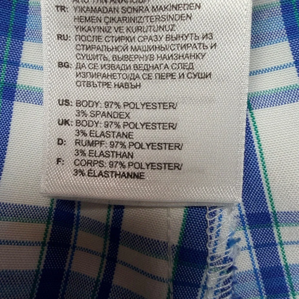 Adidas Golf Shorts Mens 40 Blue White Plaid Flat Front Preppy 11